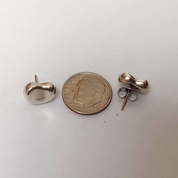 Tiffany Elsa Peretti Bean 18mm Necklace & 9mm Earrings Set Sterling Silver 925 - Picture 4 of 12